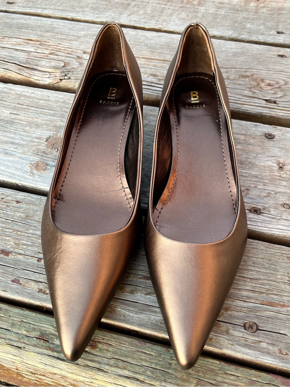 Metallic Bronze Bakers Women's Pointed-Toe Heels